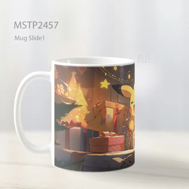 Pokemon Pikachu Dengan Hadiah Natal Mug MSTP2457 - All-side / Desain