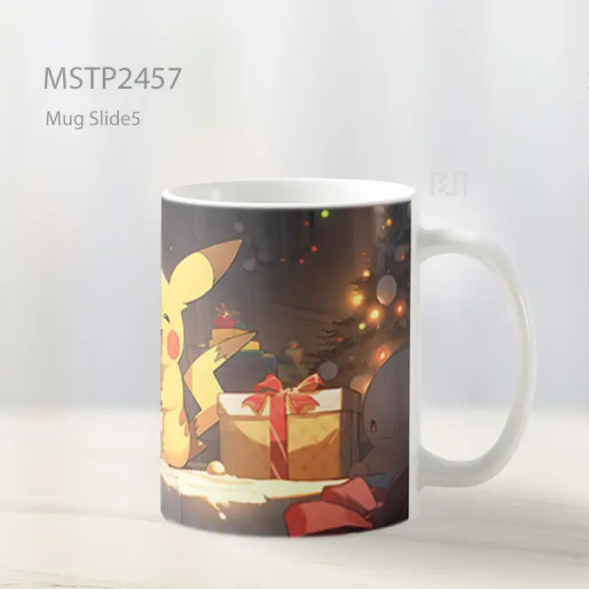 Pokemon Pikachu Dengan Hadiah Natal Mug MSTP2457 - All-side / Desain
