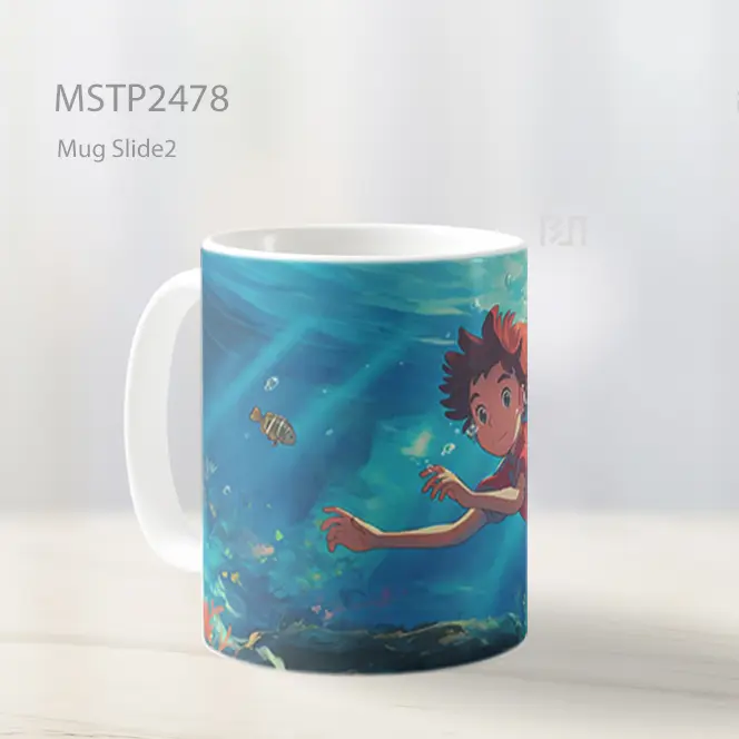Ponyo Studio Ghibli Adegan Bawah Air Mug MSTP2478 - All-side / Desain