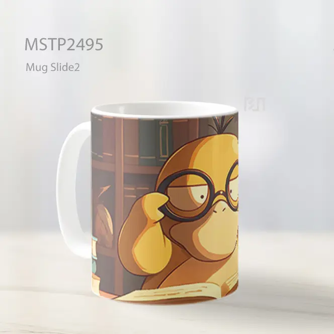 Psyduck Membaca Kacamata Lucu Mug MSTP2495 - All-side / Desain