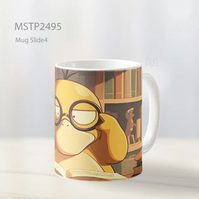 Psyduck Membaca Kacamata Lucu Mug MSTP2495