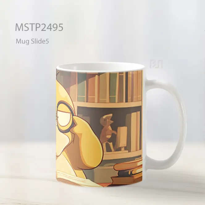 Psyduck Membaca Kacamata Lucu Mug MSTP2495 - All-side / Desain