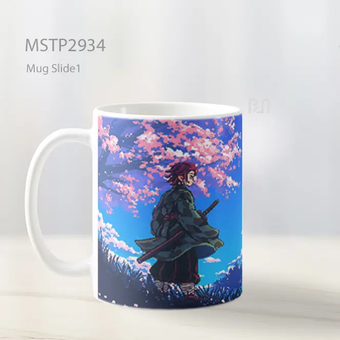 Tanjiro Sakura Merah Muda Pixel Mug MSTP2934 - All-side / Desain