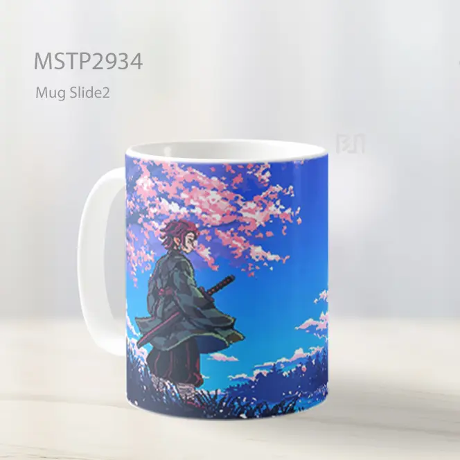 Tanjiro Sakura Merah Muda Pixel Mug MSTP2934 - All-side / Desain