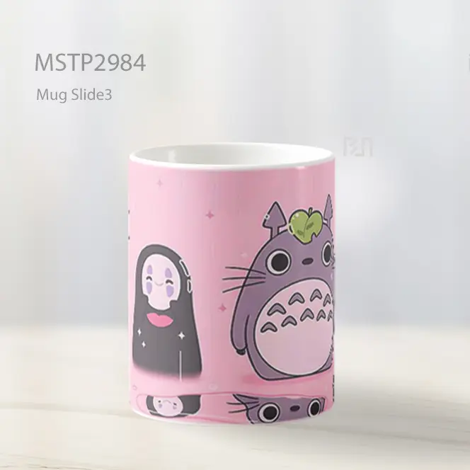 Totoro And No Face Studio Ghibli Hujan Pink Mug MSTP2984 - All-side / Desain