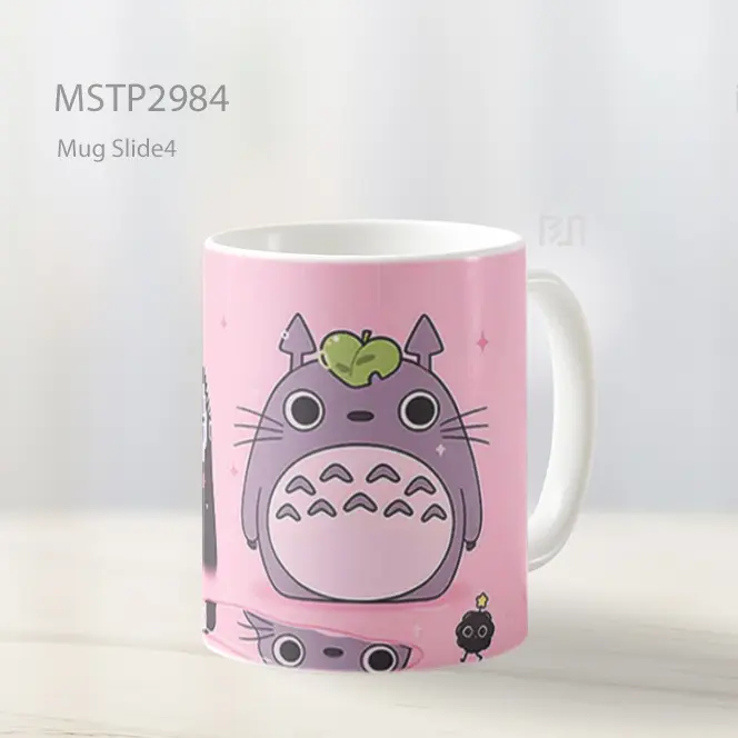 Totoro And No Face Studio Ghibli Hujan Pink Mug MSTP2984
