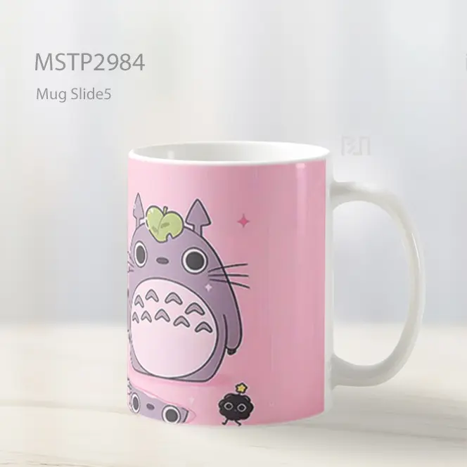 Totoro And No Face Studio Ghibli Hujan Pink Mug MSTP2984 - All-side / Desain