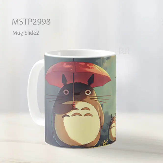 Totoro Payung Hujan Di Halte Bus Mug MSTP2998 - All-side / Desain