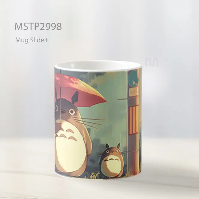 Totoro Payung Hujan Di Halte Bus Mug MSTP2998 - All-side / Desain