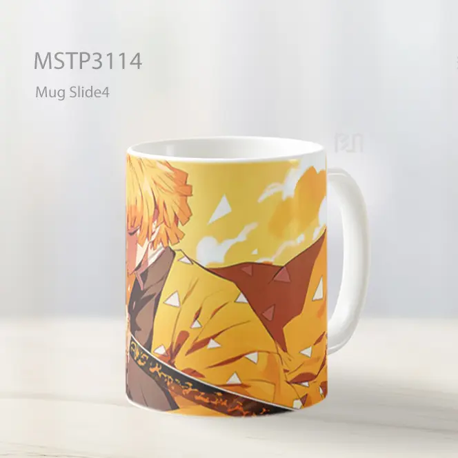 Zenitsu Agatsuma Pedang Latar Oranye Mug MSTP3114