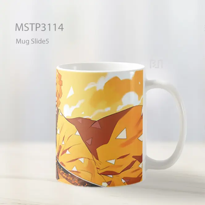 Zenitsu Agatsuma Pedang Latar Oranye Mug MSTP3114 - All-side / Desain