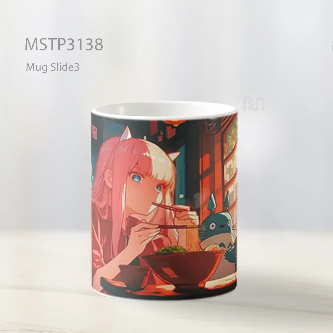 Zero Two Makan Ramen Dengan Totoro Mug MSTP3138 - All-side / Desain
