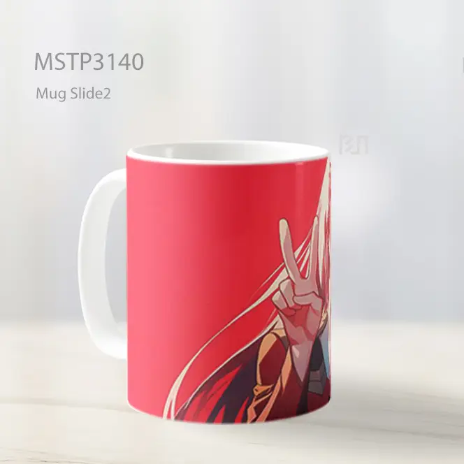 Zero Two Peace Sign Red Background Mug MSTP3140 - All-side / Desain