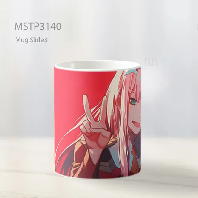Zero Two Peace Sign Red Background Mug MSTP3140 - All-side / Desain