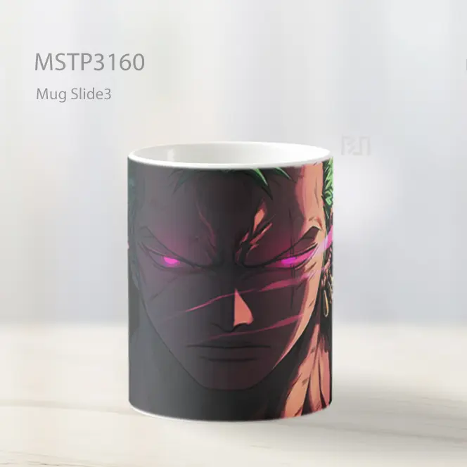 Zoro Mata Pink Bercahaya Tatapan Intens Mug MSTP3160 - All-side / Desain