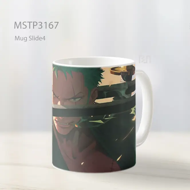 Zoro One Piece Gaya Tiga Pedang Intens Mug MSTP3167