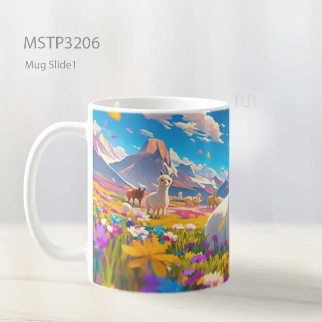 Alpaka Padang Bunga Mug MSTP3206 - All-side / Desain