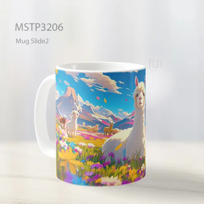 Alpaka Padang Bunga Mug MSTP3206 - All-side / Desain