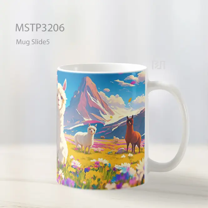 Alpaka Padang Bunga Mug MSTP3206 - All-side / Desain