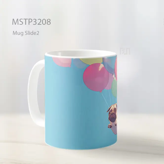 Anak Anjing Terbang Dengan Balon Mug MSTP3208 - All-side / Desain
