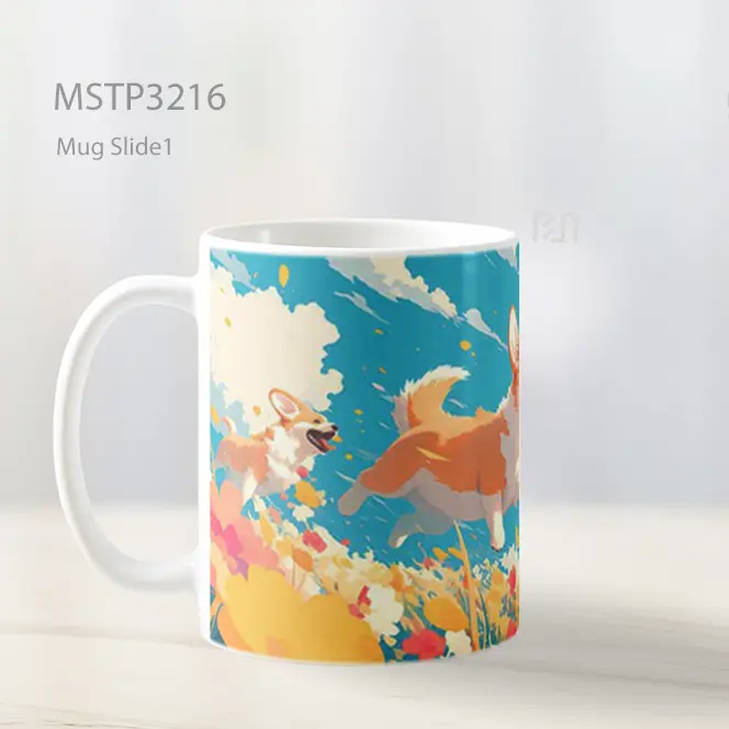 Anjing Bermain Di Padang Mug MSTP3216 - All-side / Desain