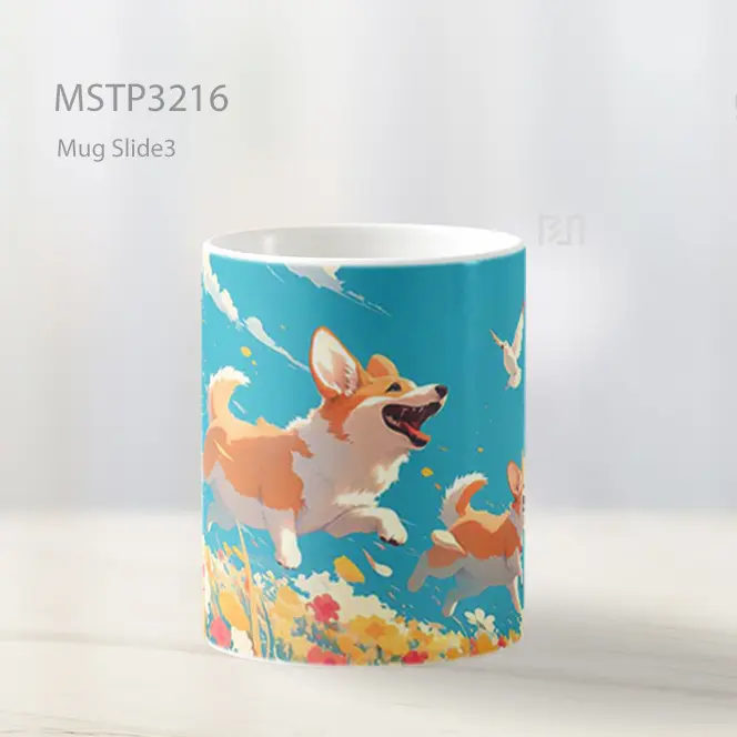 Anjing Bermain Di Padang Mug MSTP3216 - All-side / Desain
