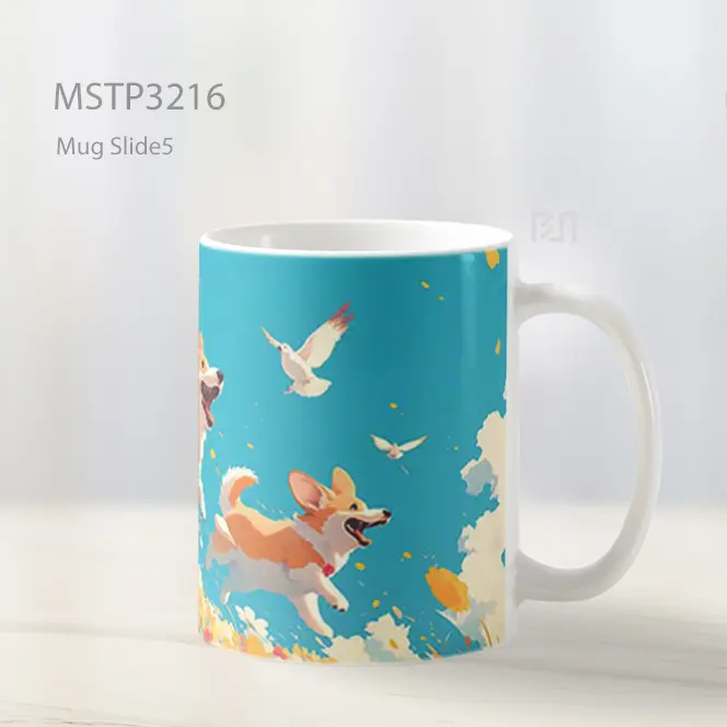 Anjing Bermain Di Padang Mug MSTP3216 - All-side / Desain