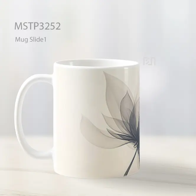 Bunga Abstrak Hitam Mug MSTP3252 - All-side / Desain