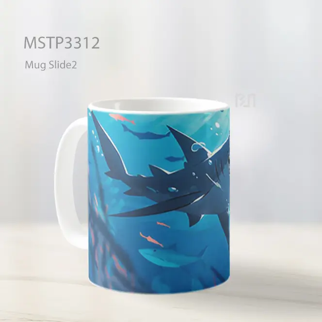 Hiu Biru Berenang Mug MSTP3312 - All-side / Desain