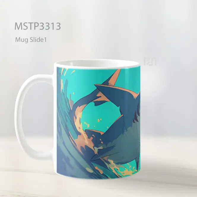 Hiu Kartun Ceria Mug MSTP3313 - All-side / Desain