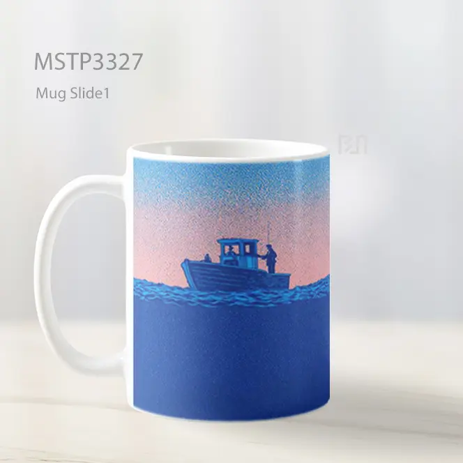 Kapal Dan Hiu Biru Mug MSTP3327 - All-side / Desain