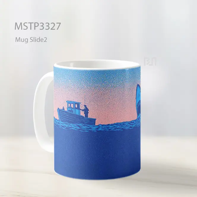 Kapal Dan Hiu Biru Mug MSTP3327 - All-side / Desain