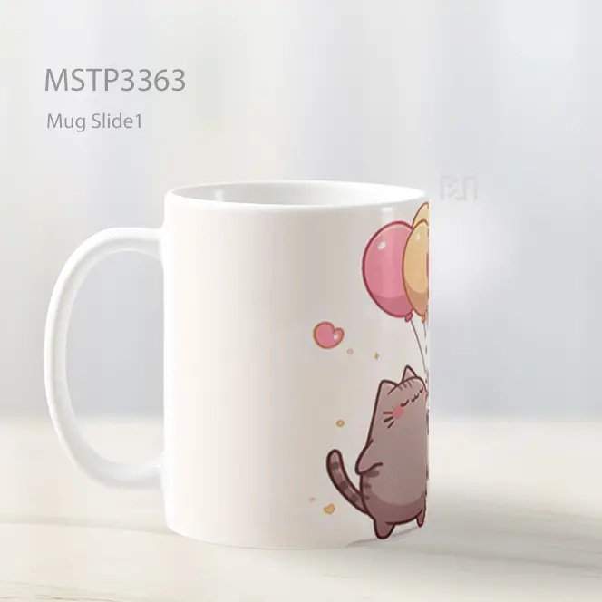Kucing Dengan Balon Mug MSTP3363 - All-side / Desain