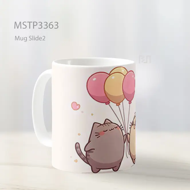 Kucing Dengan Balon Mug MSTP3363 - All-side / Desain