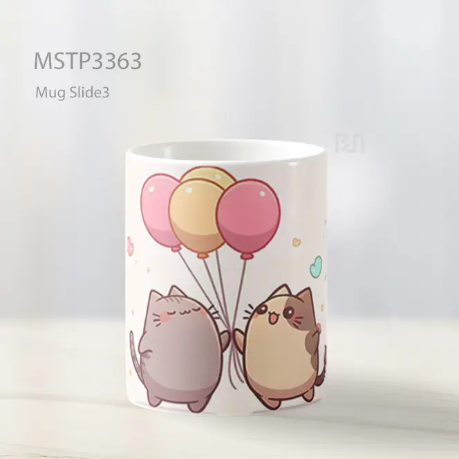Kucing Dengan Balon Mug MSTP3363 - All-side / Desain