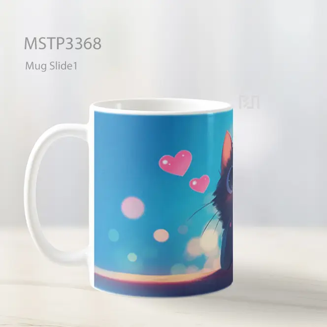 Kucing Hitam Lucu Mug MSTP3368 - All-side / Desain