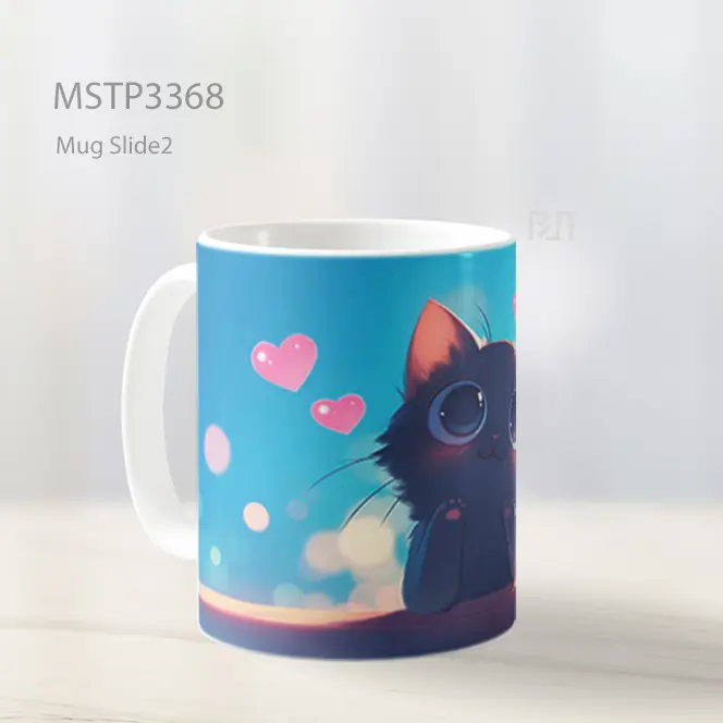 Kucing Hitam Lucu Mug MSTP3368 - All-side / Desain