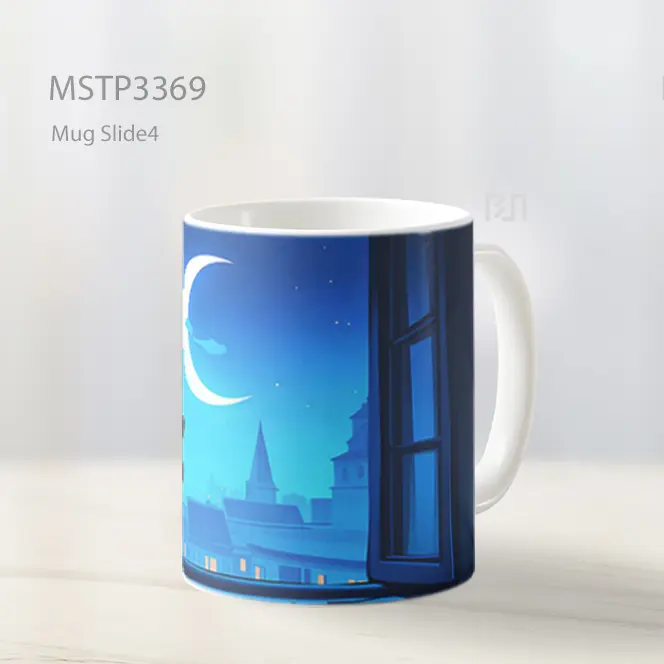 Kucing Hitam Menatap Bulan Purnama Mug MSTP3369