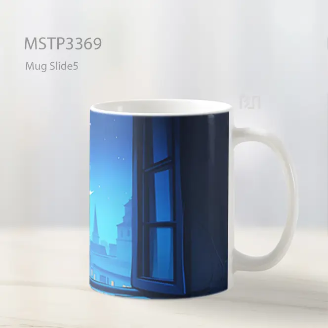 Kucing Hitam Menatap Bulan Purnama Mug MSTP3369 - All-side / Desain