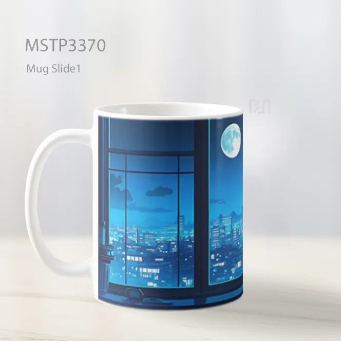 Kucing Hitam Menunggu Malam Mug MSTP3370 - All-side / Desain