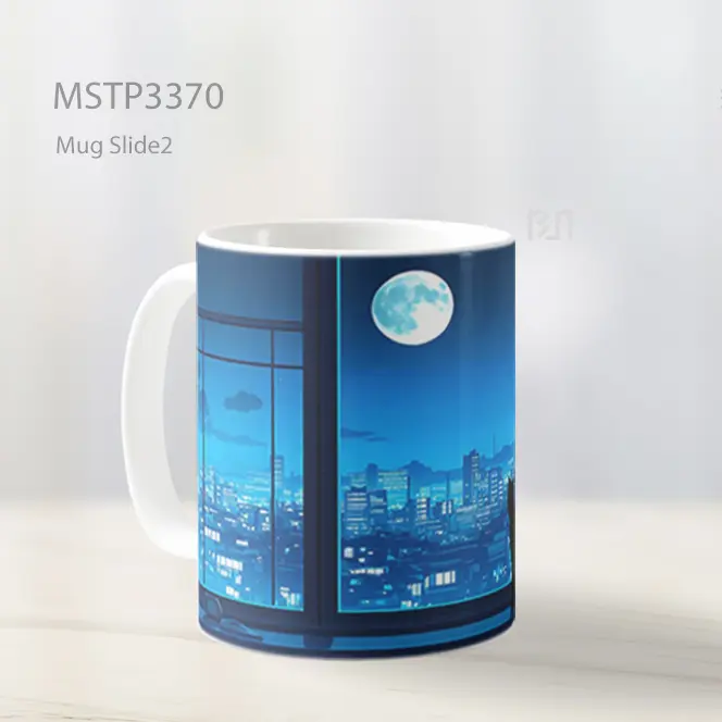 Kucing Hitam Menunggu Malam Mug MSTP3370 - All-side / Desain