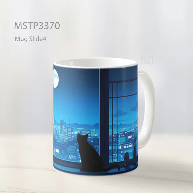 Kucing Hitam Menunggu Malam Mug MSTP3370