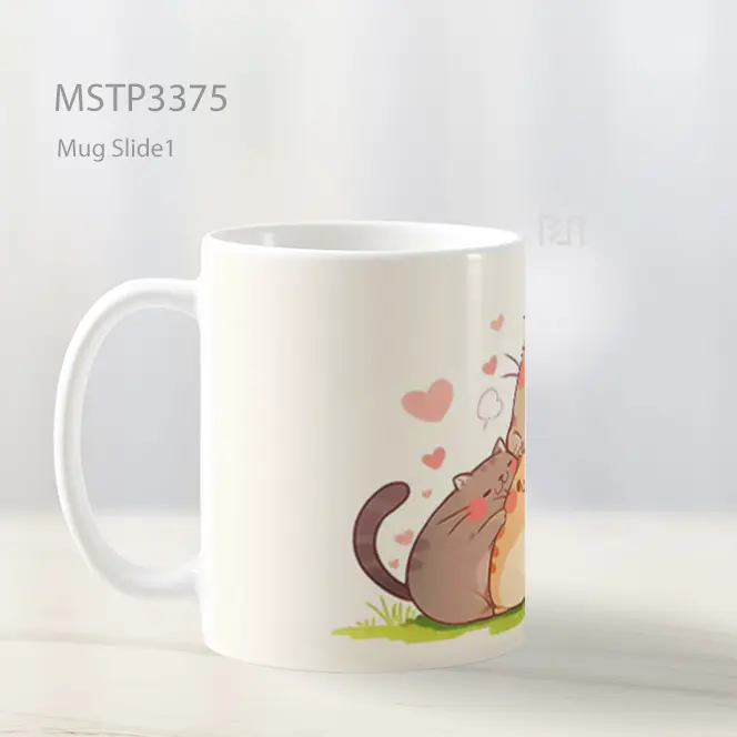 Kucing Menggeliat Mug MSTP3375 - All-side / Desain