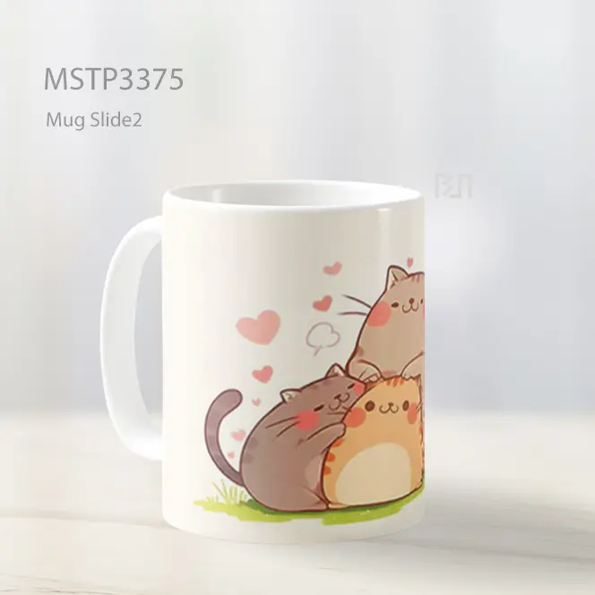 Kucing Menggeliat Mug MSTP3375 - All-side / Desain