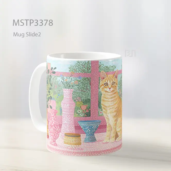 Kucing Oranye Di Dapur Pink Mug MSTP3378 - All-side / Desain
