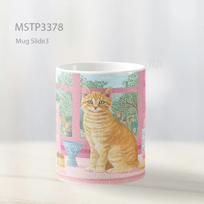 Kucing Oranye Di Dapur Pink Mug MSTP3378 - All-side / Desain