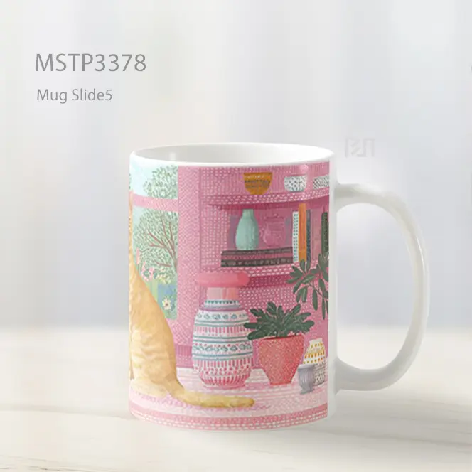 Kucing Oranye Di Dapur Pink Mug MSTP3378 - All-side / Desain