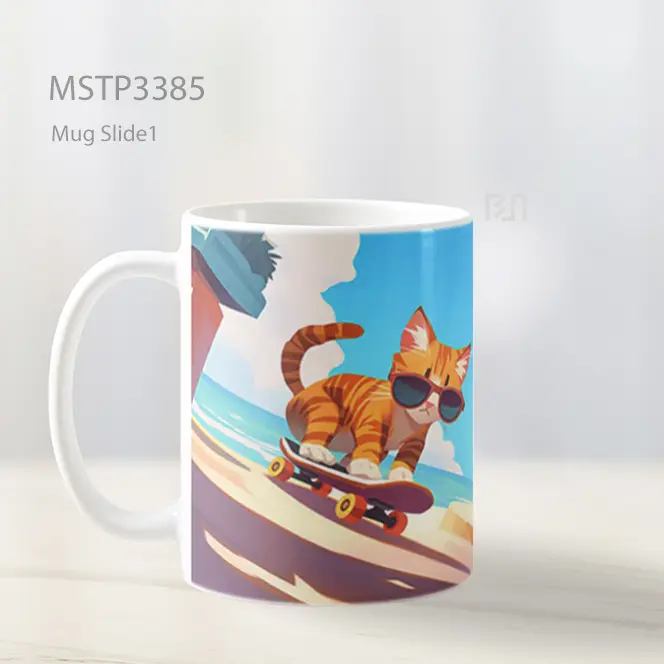Kucing Skateboard Mug MSTP3385 - All-side / Desain