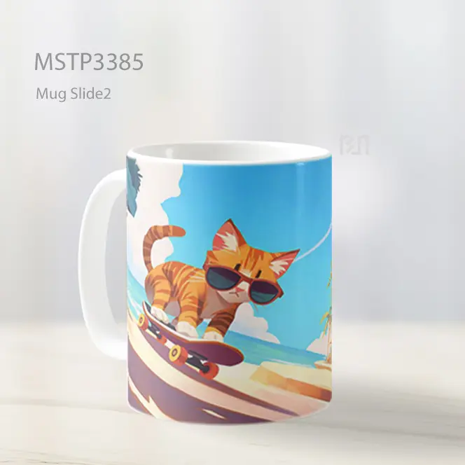 Kucing Skateboard Mug MSTP3385 - All-side / Desain