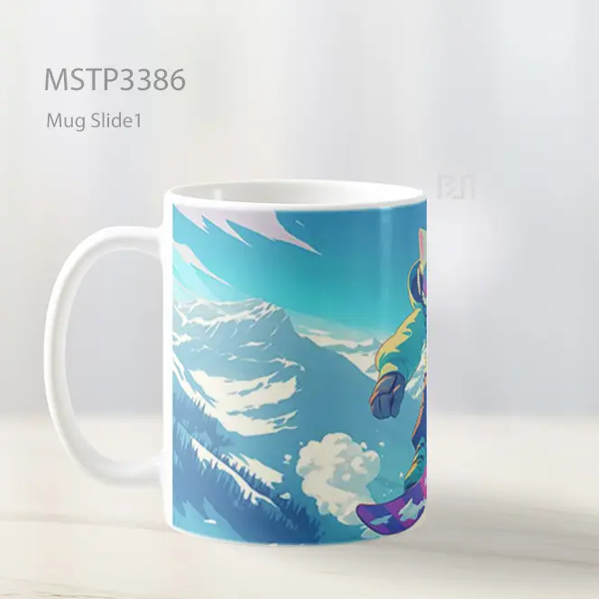 Kucing Snowboard Mug MSTP3386 - All-side / Desain